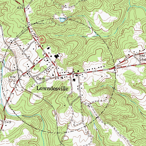 Topographic Map of Lowndesville Academy (historical), SC