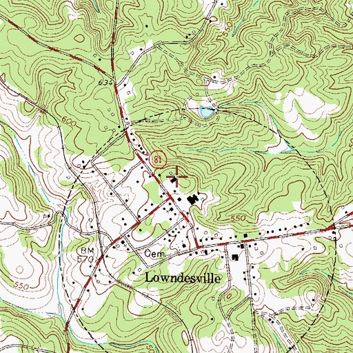 Topographic Map of Lowndesville Baptist Church, SC
