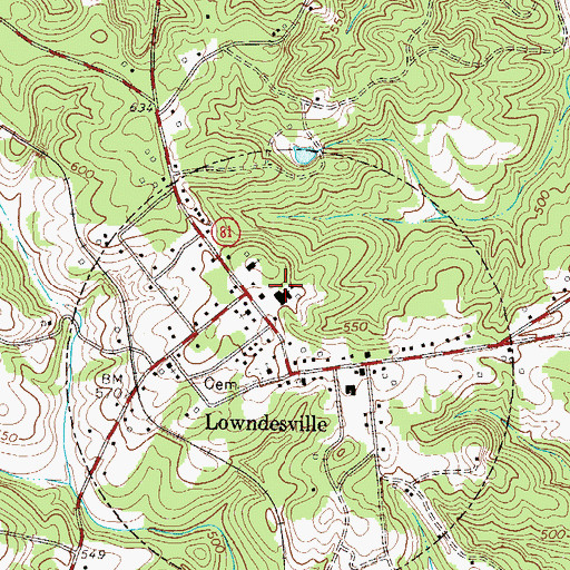 Topographic Map of Lowndesville Elementary School (historical), SC