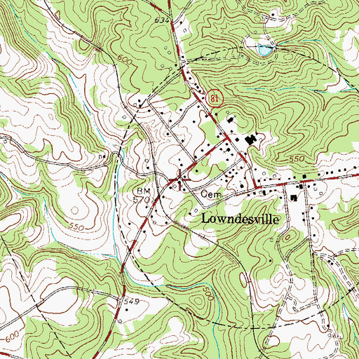 Topographic Map of Lowndesville Pentecostal Holiness Church, SC