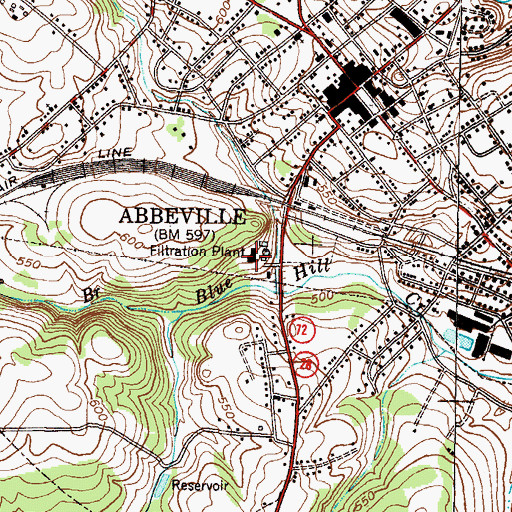 Topographic Map of Abbeville Water Plant, SC