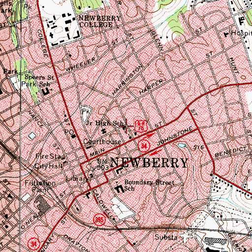 Topographic Map of Aveleigh Presbyterian Church, SC