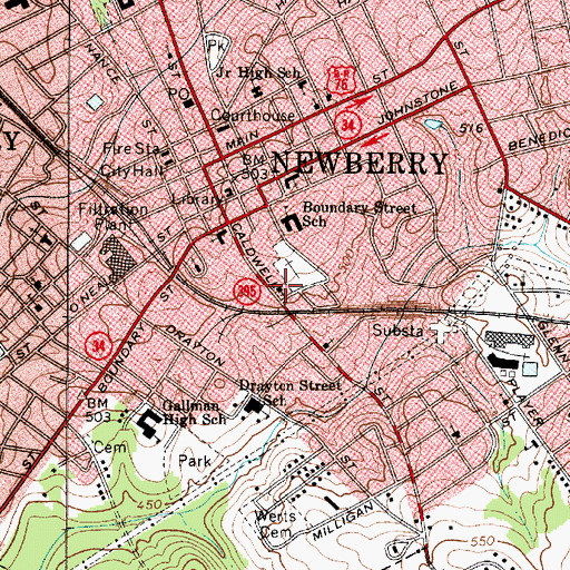 Topographic Map of Calvary Presbyterian Church (historical), SC