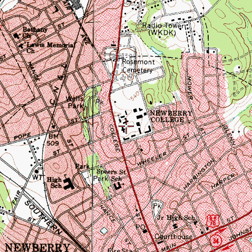 Topographic Map of Keller Memorial Library, SC