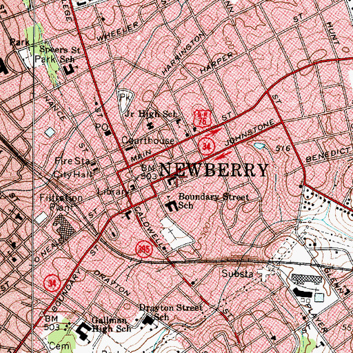 Topographic Map of Lutheran Church of the Redeemer, SC