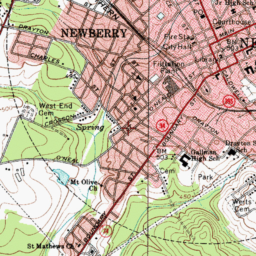 Topographic Map of Mill Methodist Episcopal Church (historical), SC