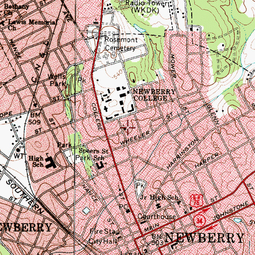 Topographic Map of Saint Lukes Episcopal Mission, SC