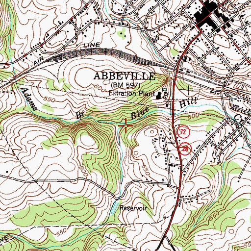 Topographic Map of Adams Branch, SC