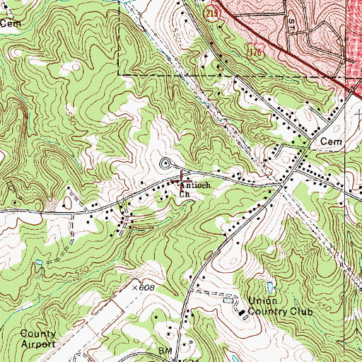 Topographic Map of Antioch Church, SC