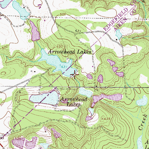 Topographic Map of Arrowhead Lakes, SC