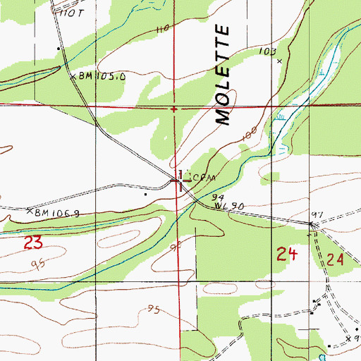 Topographic Map of Molette Cemetery, AL