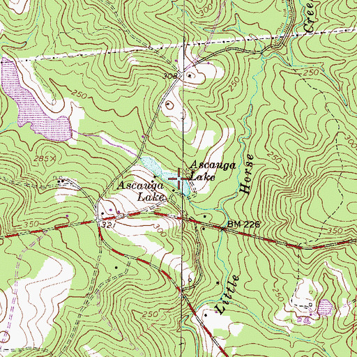 Topographic Map of Ascauga Lake, SC