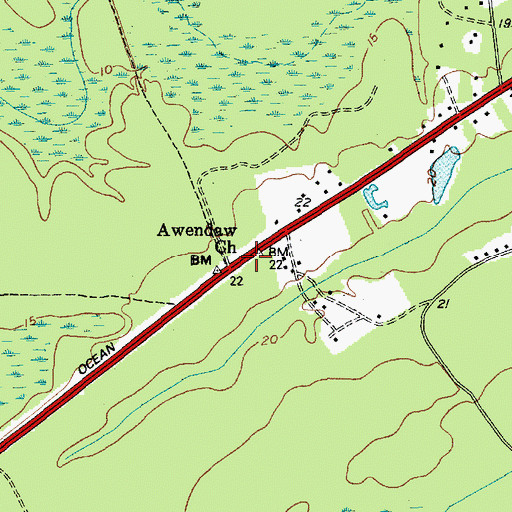 Topographic Map of Awendaw Church, SC