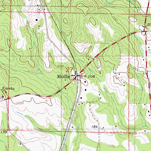 Topographic Map of Mollie, AL