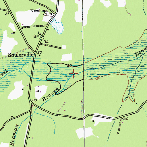 Topographic Map of Beaman Branch, SC