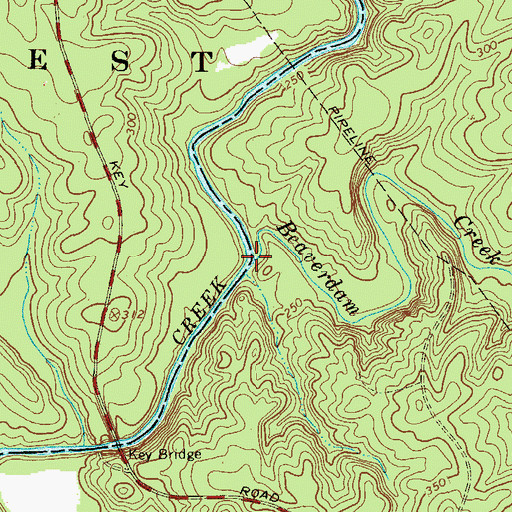 Topographic Map of Beaverdam Creek, SC