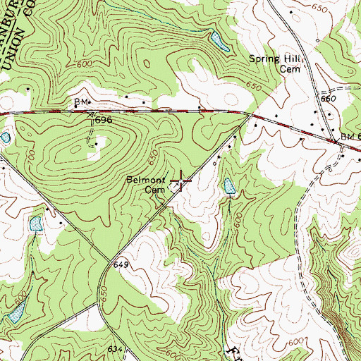Topographic Map of Belmont Cemetery, SC