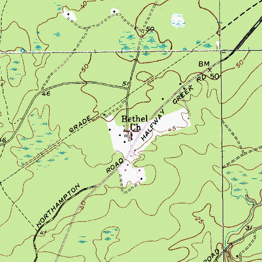 Topographic Map of Bethel Church, SC