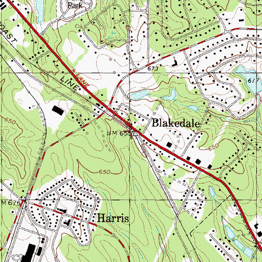 Topographic Map of Blakedale, SC