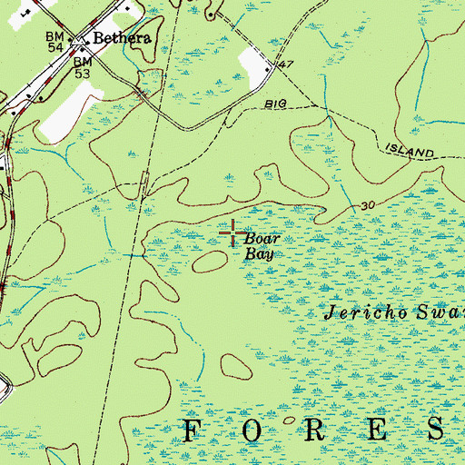 Topographic Map of Boar Bay, SC