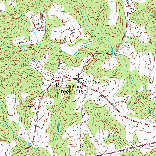 Topographic Map of Boones Creek, SC