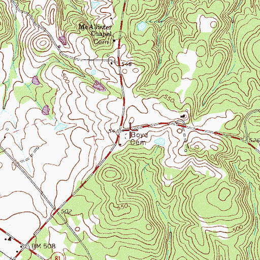 Topographic Map of Boyd Cemetery, SC