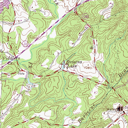 Topographic Map of Browns Lake, SC