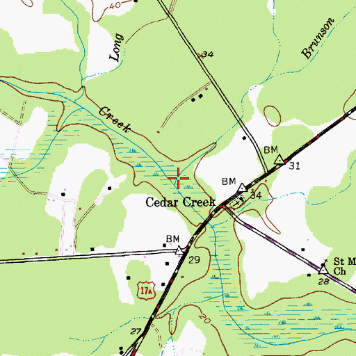 Topographic Map of Brunson Branch, SC
