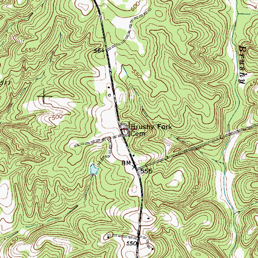Topographic Map of Brushy Fork Cemetery, SC