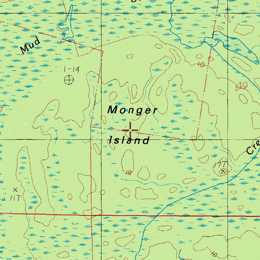 Topographic Map of Monger Island, AL