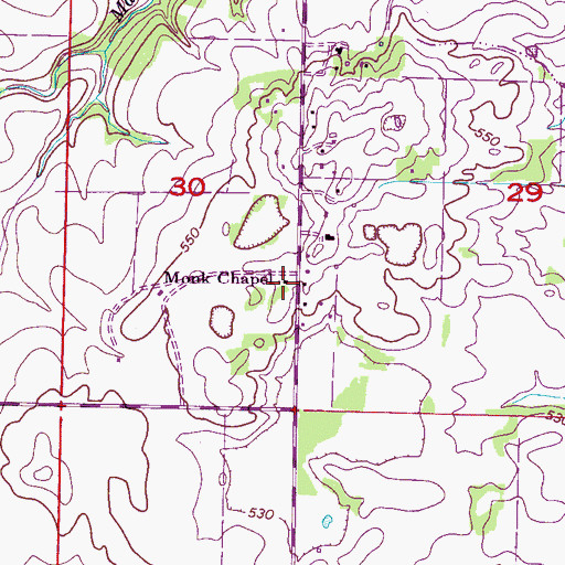 Topographic Map of Monk Chapel, AL