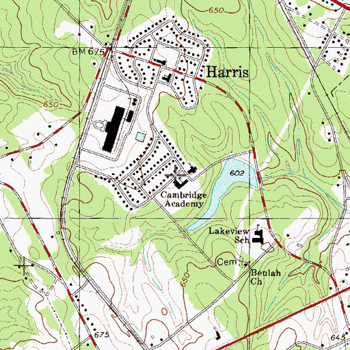 Topographic Map of Cambridge Academy, SC