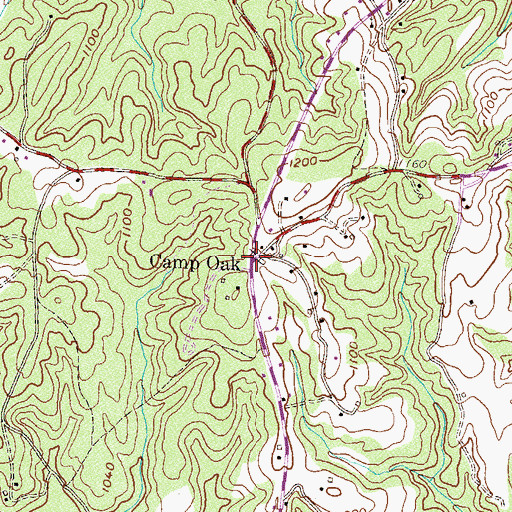 Topographic Map of Camp Oak, SC