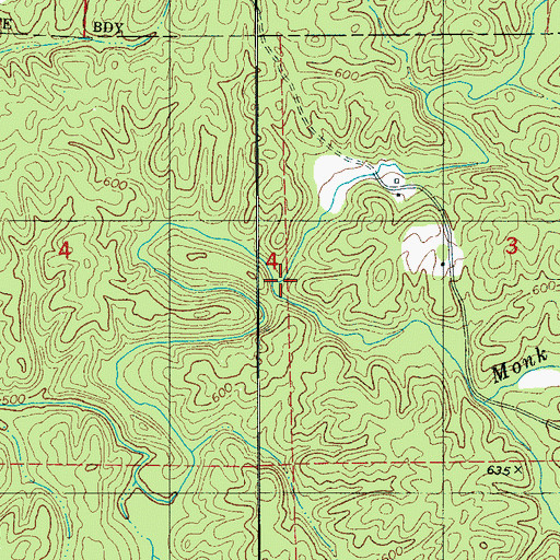Topographic Map of Monk Creek, AL