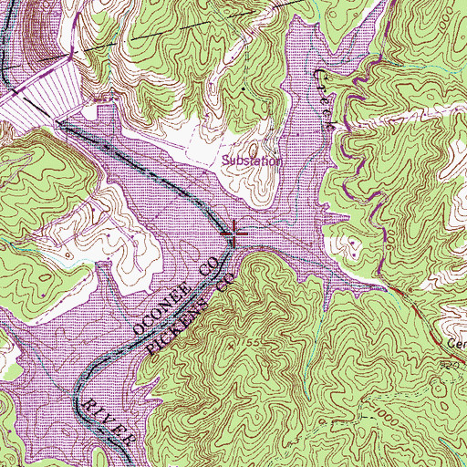 Topographic Map of Cane Creek, SC