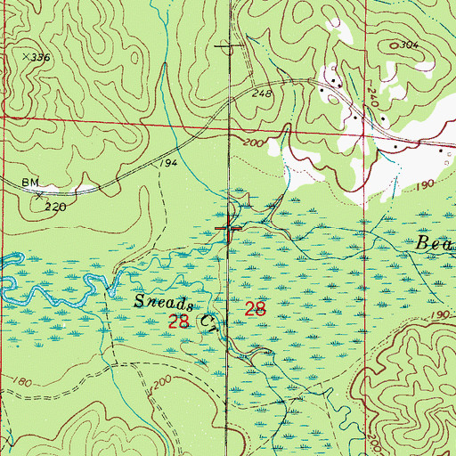 Topographic Map of Monkey Branch, AL