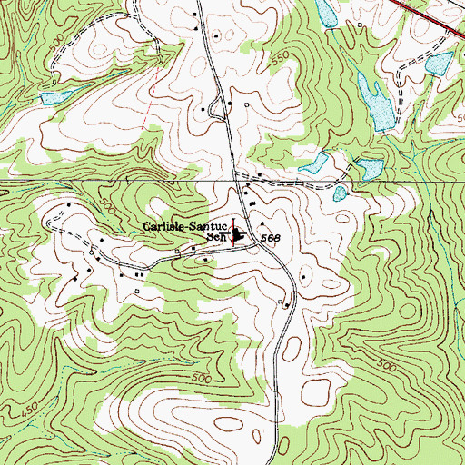 Topographic Map of Carlisle-Santuc School, SC