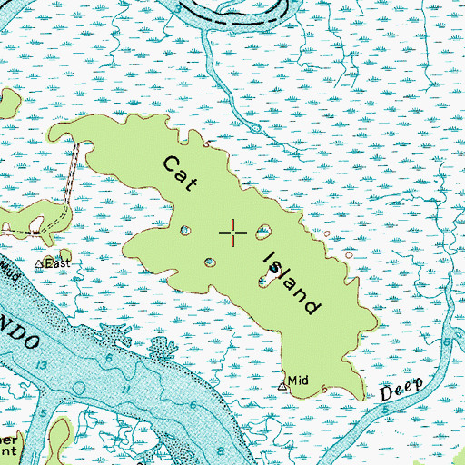 Topographic Map of Cat Island, SC