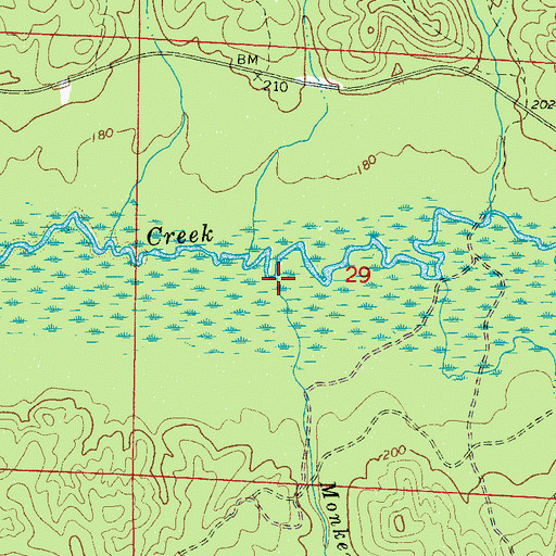 Topographic Map of Monkey Creek, AL