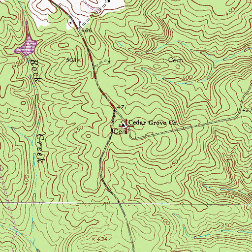 Topographic Map of Cedar Grove Church, SC
