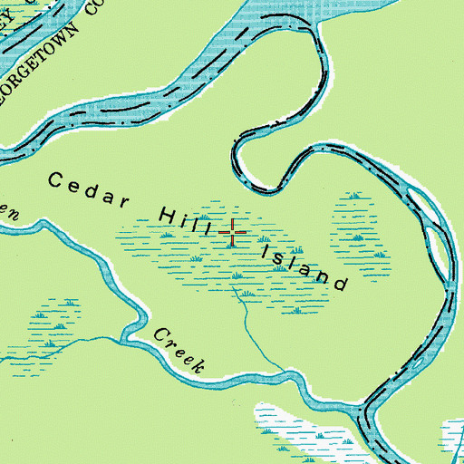 Topographic Map of Cedar Hill Island, SC