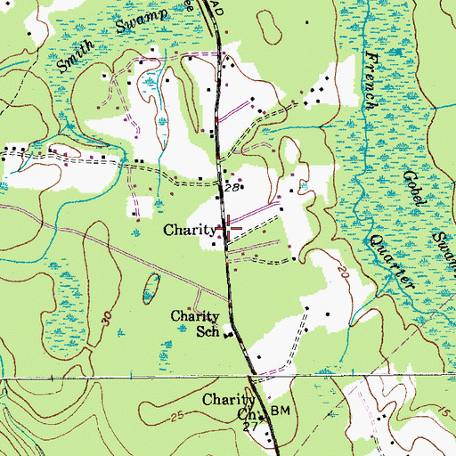 Topographic Map of Charity, SC