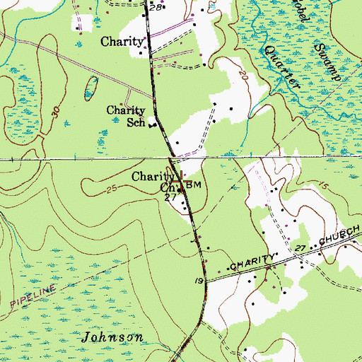 Topographic Map of Charity Church, SC