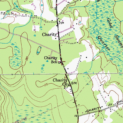 Topographic Map of Charity School, SC