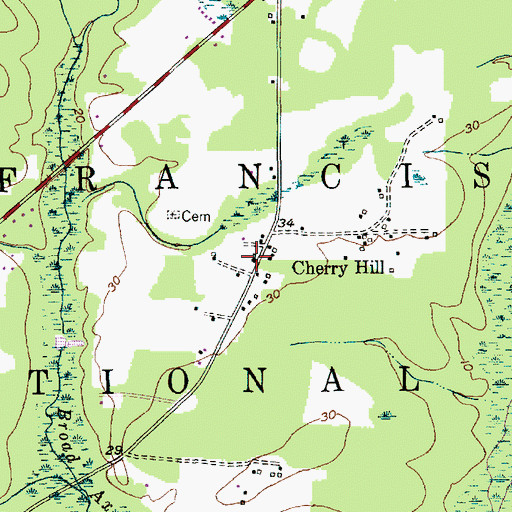 Topographic Map of Cherry Hill, SC