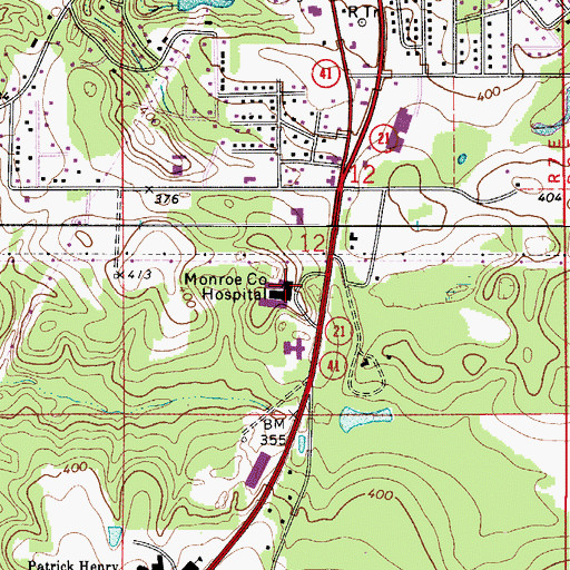 Topographic Map of Monroe County Hospital, AL
