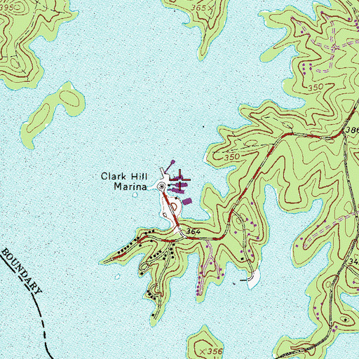 Topographic Map of Clark Hill Marina, SC