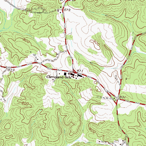 Topographic Map of Cleveland School, SC