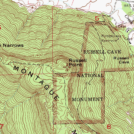Topographic Map of Montague Mountain, AL