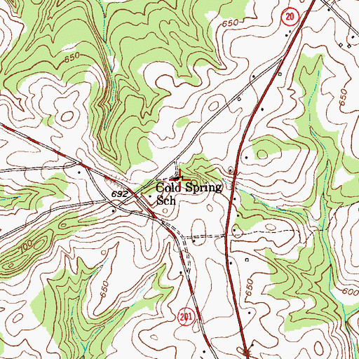 Topographic Map of Cold Spring School, SC